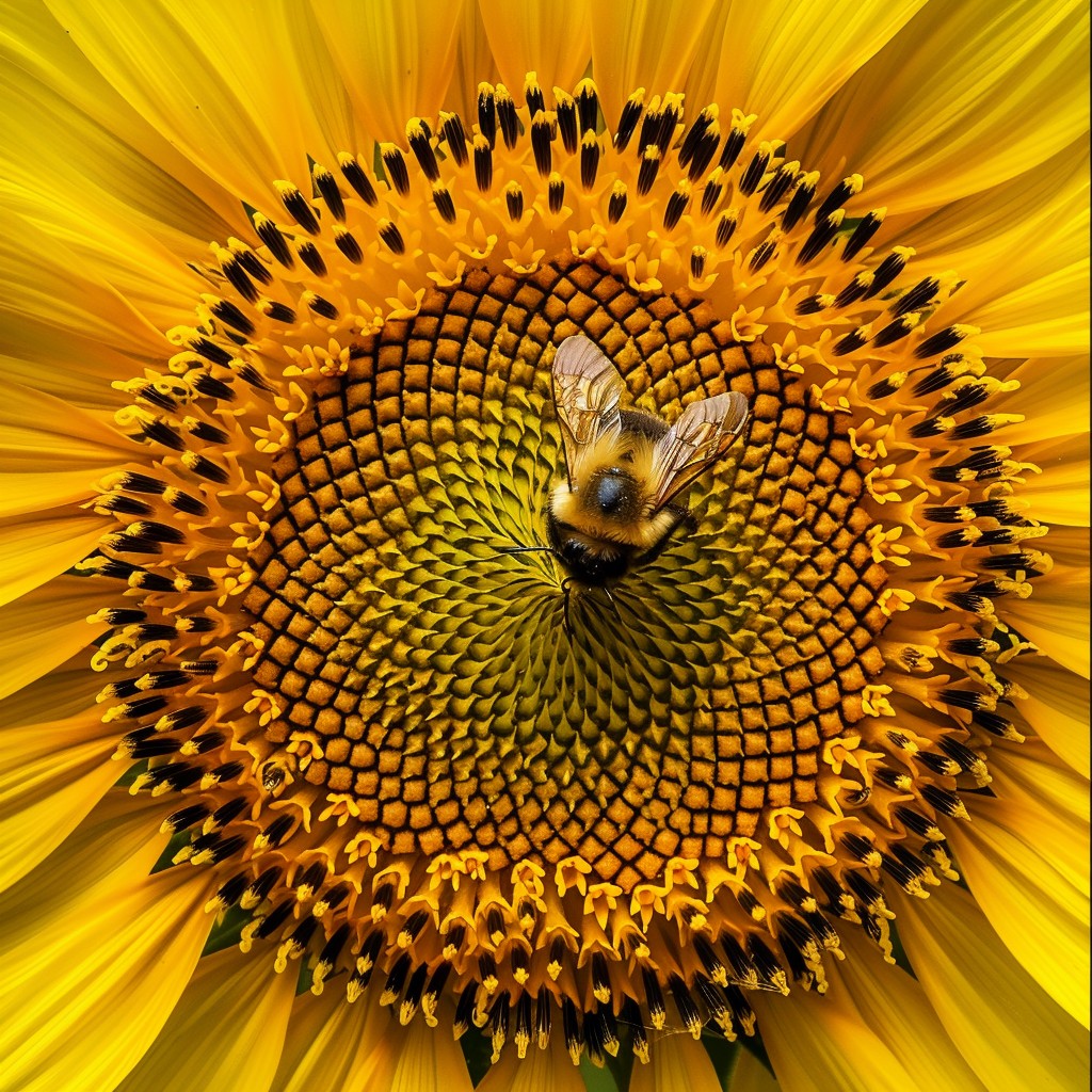 Free Bee on Sunflower Image - Sunflower, Bee, Pollen | Download at ...