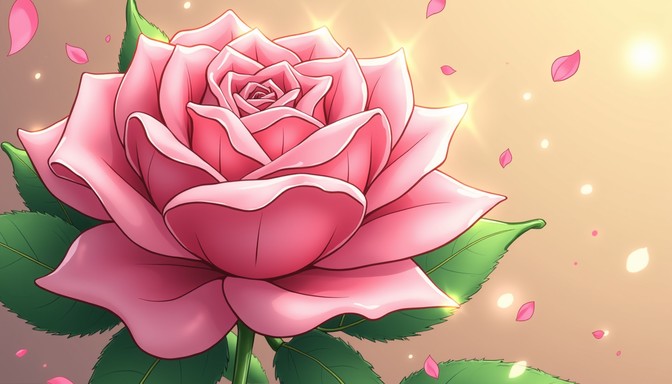 Free Glowing Rose Fantasy Image - Rose, Pink, Anime | Download at StockCake