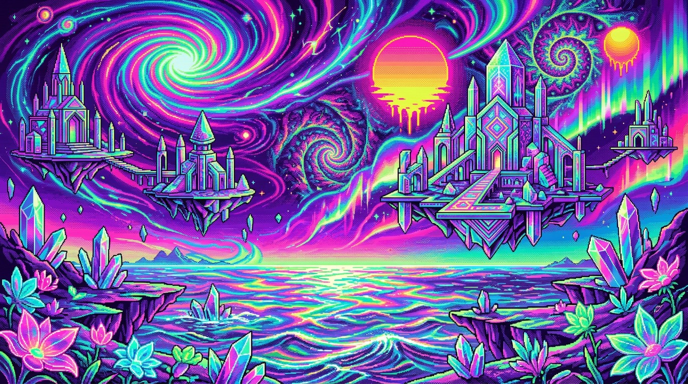 Free Psychedelic Pixel Paradise Image - Pixel, Retro, Psychedelic ...