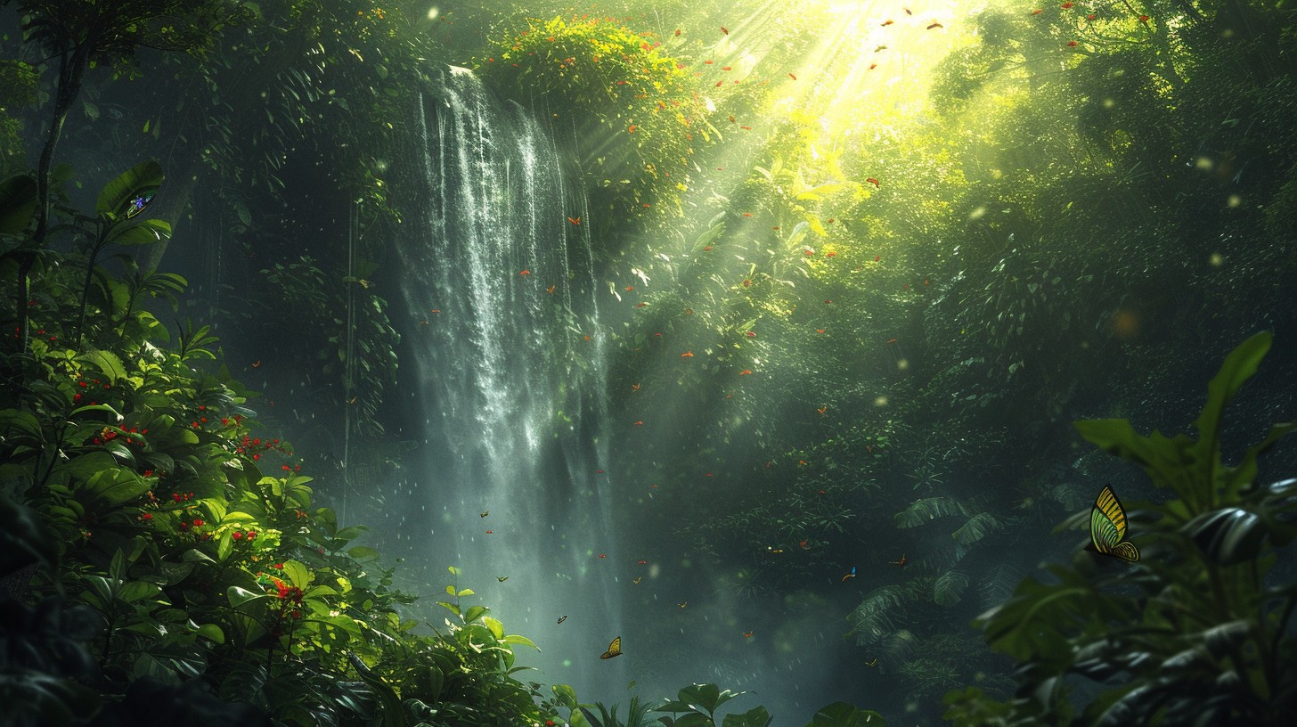 Free Enchanted Forest Waterfall Image - Waterfall, Forest, Sunlight ...