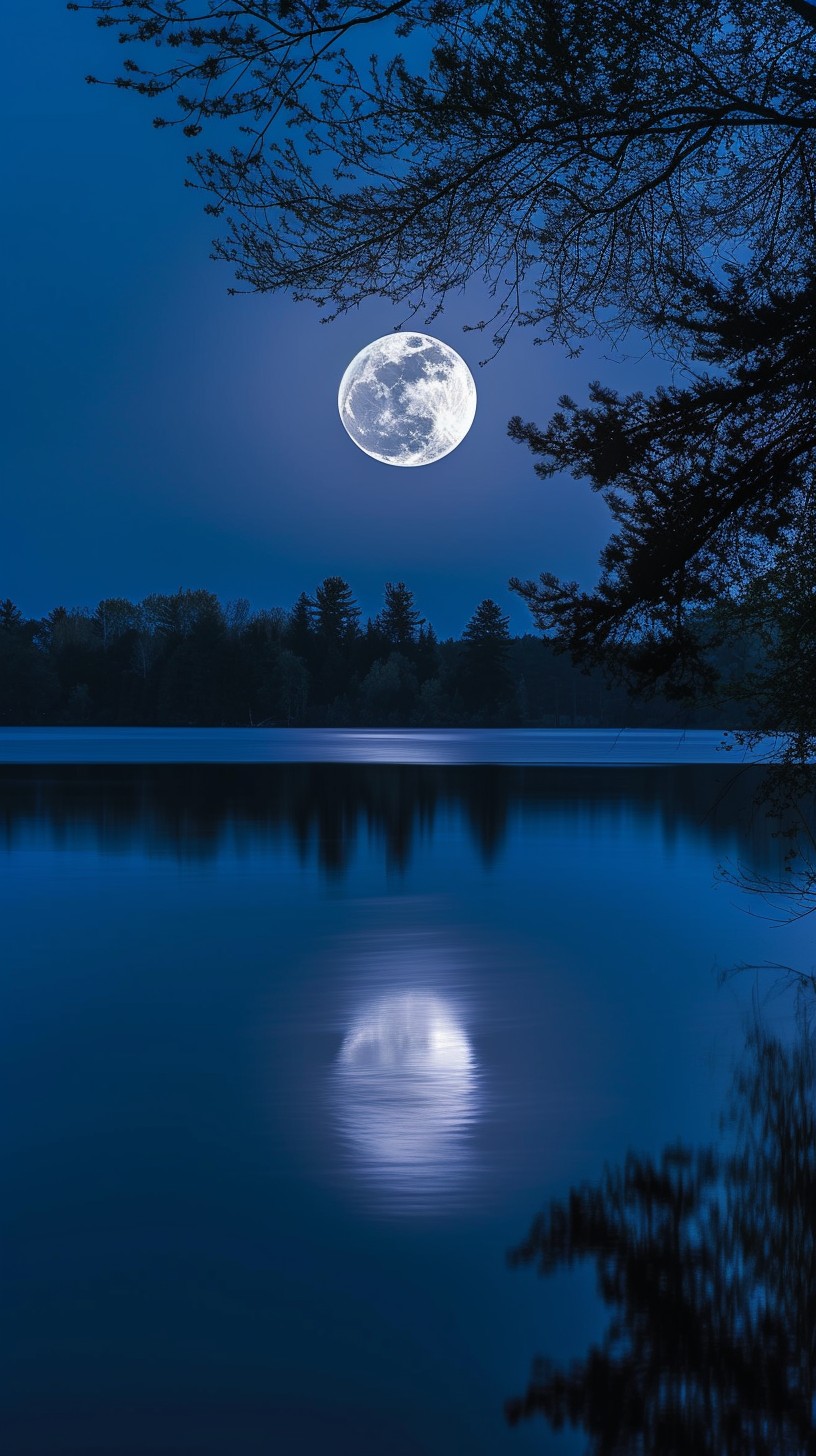Free Moonlit Night Reflection Image - Moon, Night, Reflection ...