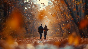 Free Autumn Stroll Together Image - Autumn, Leaves, Couple | Download ...