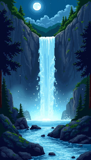 Free Serene Pixel Falls Image - Waterfall, Pixel, Cascade | Download at ...
