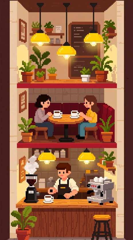 Free Pixel Coffee Bar Image - Barista, Pixel, Café | Download at StockCake