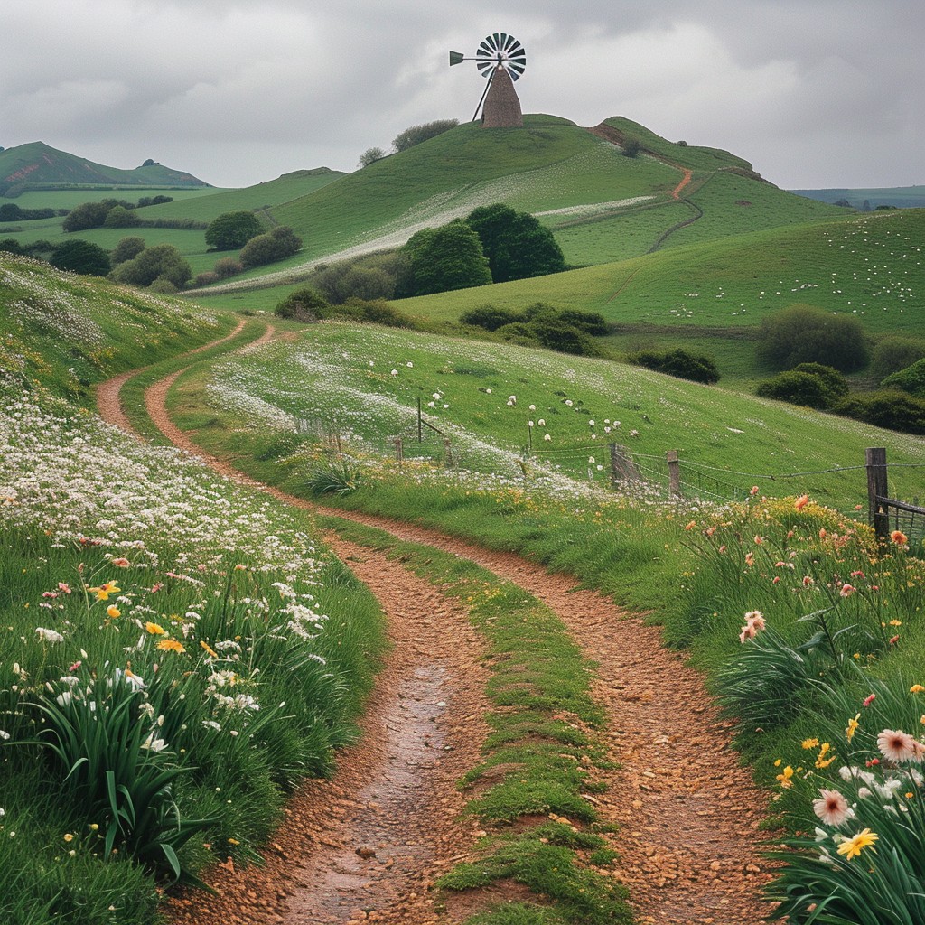Download Winding Country Path Image - Countryside, Windmill, Path ...