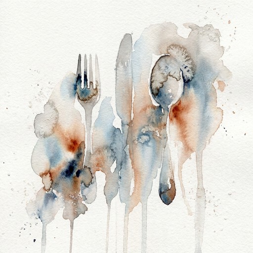 Free Flowing Silverware Dreams Image - Watercolor, Abstract, Cutlery ...