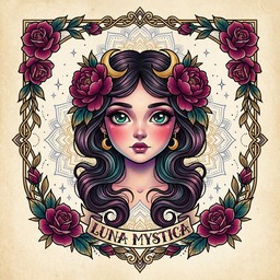Free Floral Girl Illustration Image - Tattoo, Portrait, Woman ...