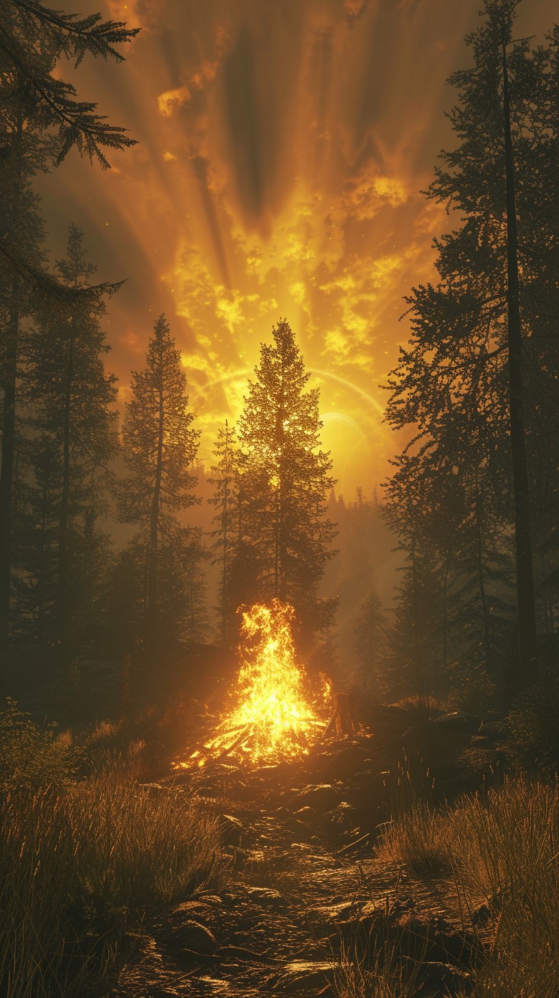 Magic Forest Fire Free Enchanting Forest Fire Image - Forest, Fire, Sunset | Download at ...