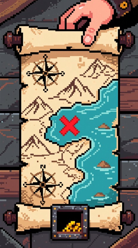 Free Treasure Map Unrolling Image - Treasure, Map, Pixel | Download at ...