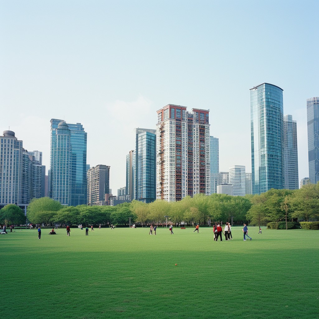 Free Urban Park View Image - Park, Skyscrapers, Green | Download at ...