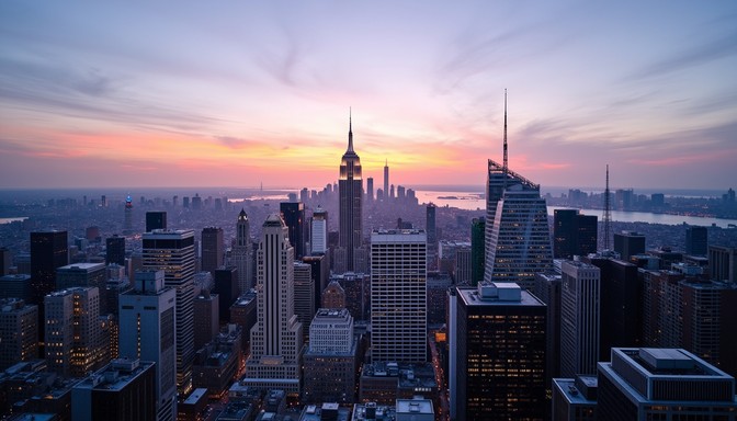 Free Sunset Over Manhattan Image - Sunset, River, Skyline | Download at ...