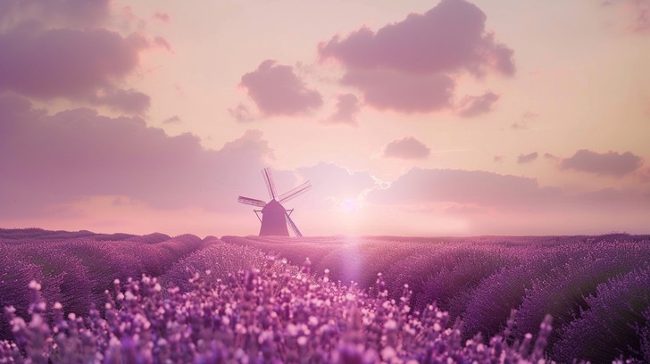 Free Lavender Field Sunset Image - Lavender, Sunset, Windmill ...