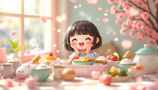 Free Kawaii Lunchtime Joy Image - Chibi, Kawaii, Anime | Download at ...