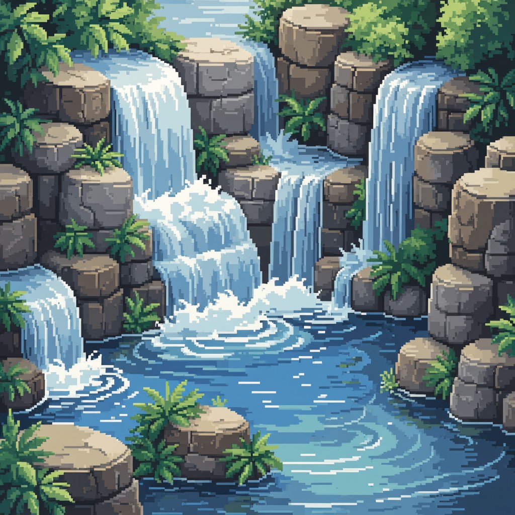Download Pixel Waterfall Sanctuary Image - Waterfall, Pixel, Sanctuary ...
