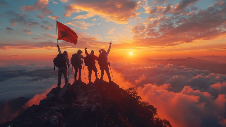 Free Summit Flag Celebration Image - Mountain, Sunrise, Summit ...