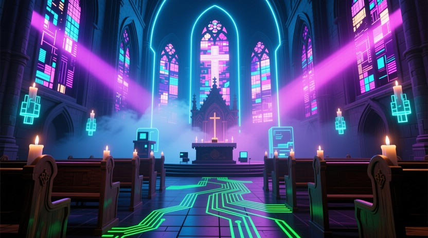 Free Neon Sacred Space Image - Cathedral, Cyberpunk, Neon | Download at ...