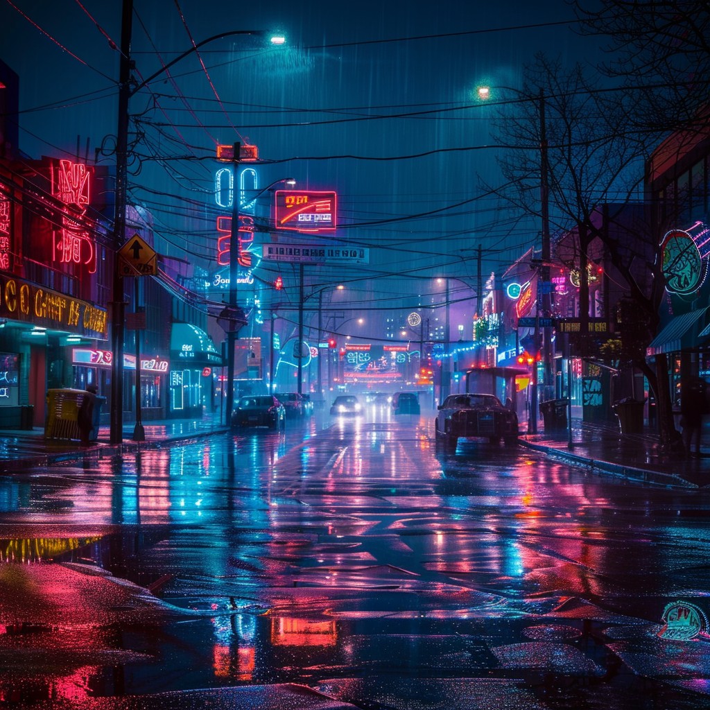 Free Neon Rainy Night Image - Neon, Rain, Nightlife | Download at StockCake