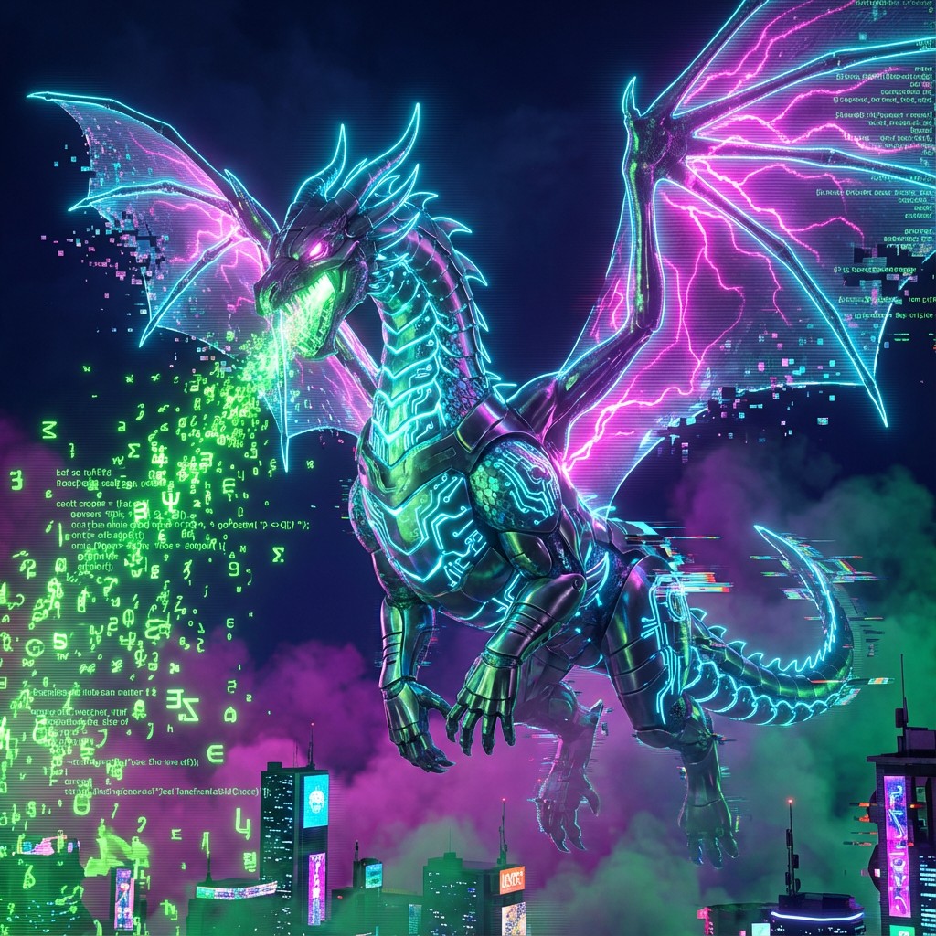 Free Cyberpunk Dragon Rising Image - Cyberpunk, Dragon, Futuristic ...