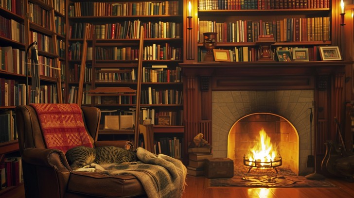 Free Cozy Fireplace Reading Image - Library, Fireplace, Cozy | Download ...