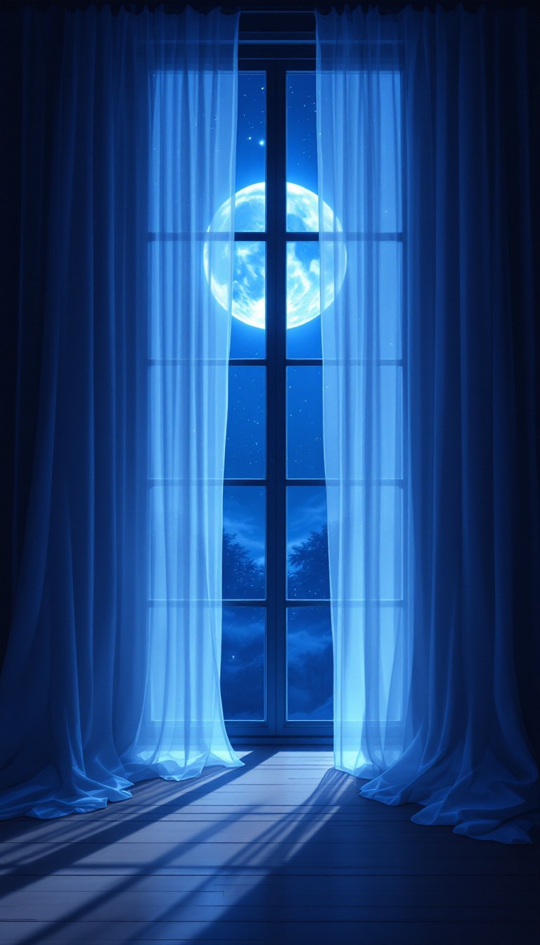 Free Moonlit Window Dreams Image - Moonlight, Window, Curtains ...