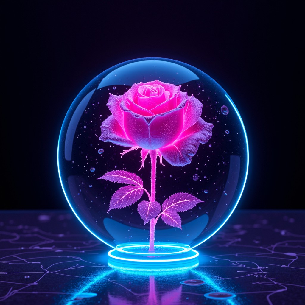 Free Cybernetic Rose Orb Image - Rose, Cyberpunk, Neon | Download at ...