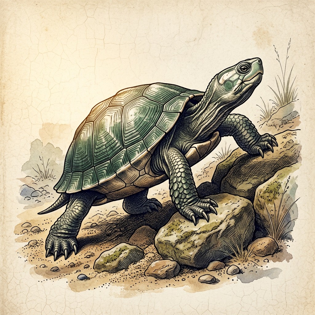 Free Turtle Climbing Upward Image - Turtle, Illustration, Vintage ...