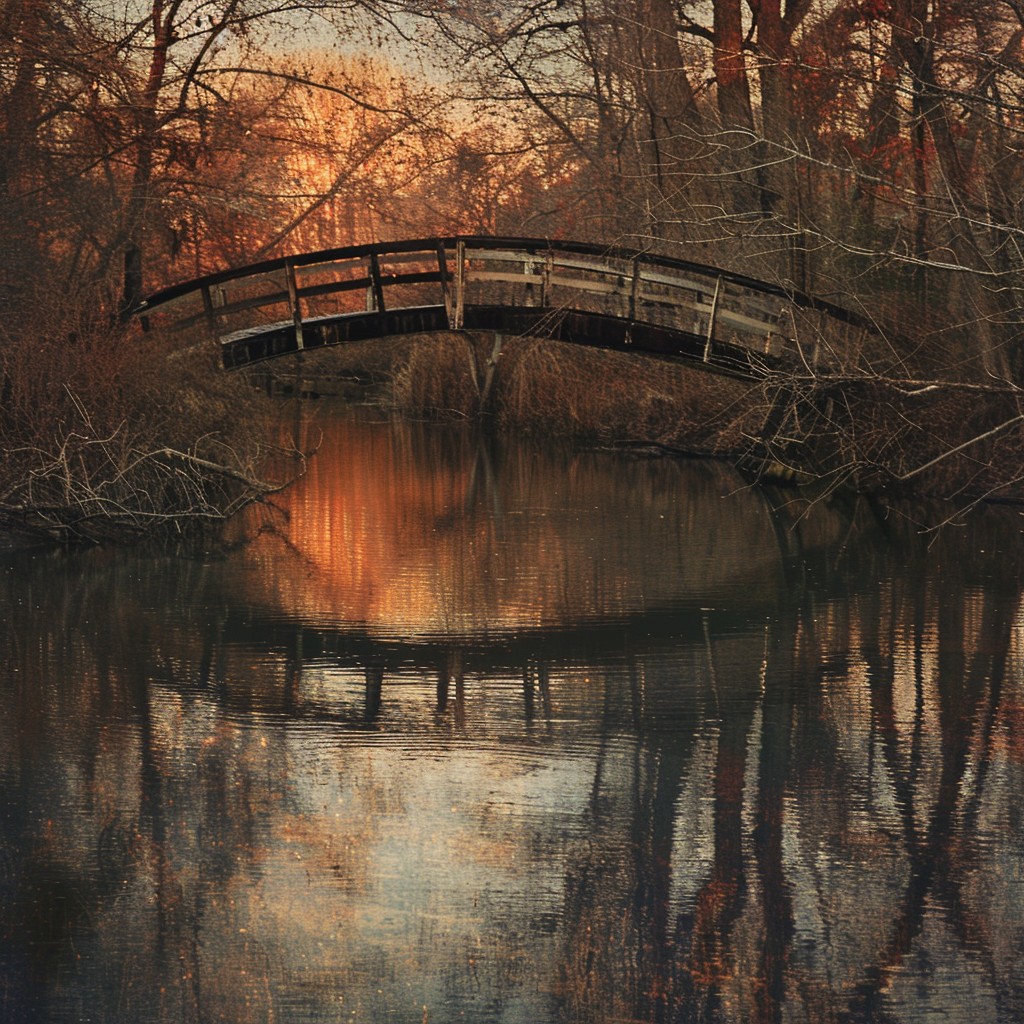 Free Serene Sunset Bridge Image - Sunset, Bridge, Pond | Download at ...