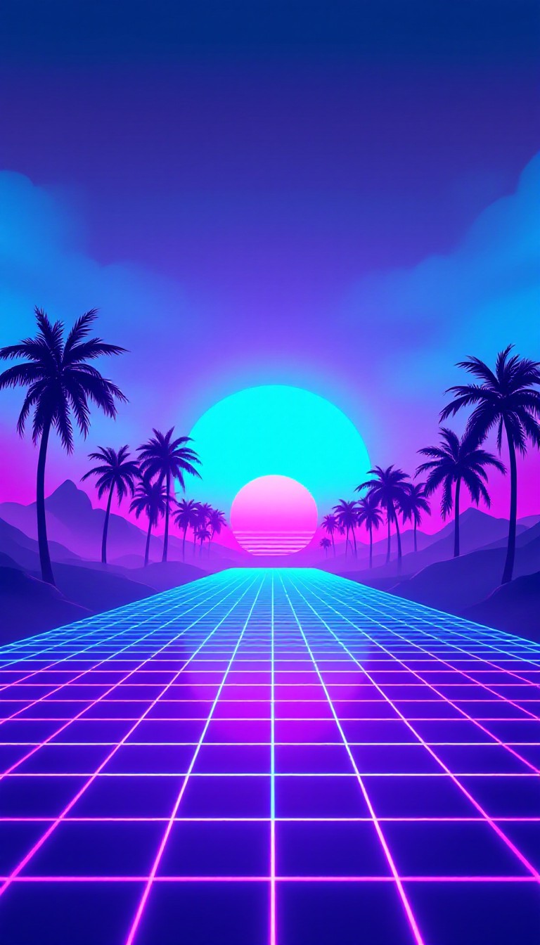 Sunset Image Neon Free Retrowave Neon Sunset Image - Synthwave, Vaporwave, Neon ...