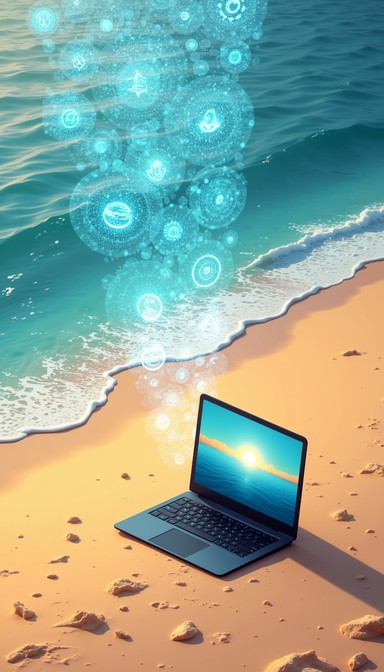 Technology Background Ocean Free Seaside Tech Harmony Image - Beach, Laptop, Technology | Download ...