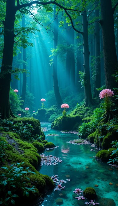 Free Enchanted Forest Stream Image - Forest, Mystical, Sunbeams ...
