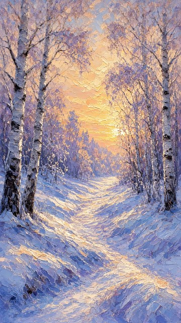 Long Path Sunset Download Golden Winter Path Image - Winter, Snow, Birch | StockCake