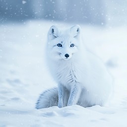 座っているホッキョクギツネの画像をダウンロード - キツネ, 北極, 雪