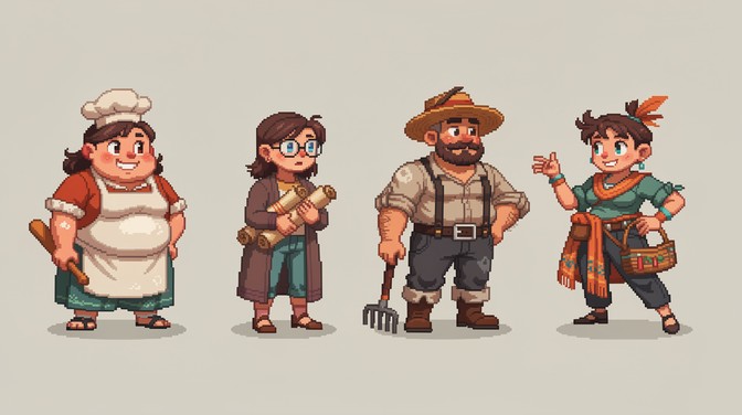 Free Pixel Town Characters Image - Pixel, Sprites, Retro | Download at ...
