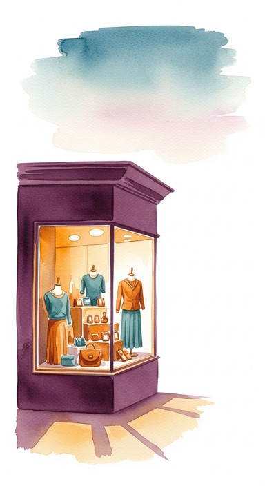 Free Glowing Shop Window Image - Watercolor, Storefront, Boutique ...