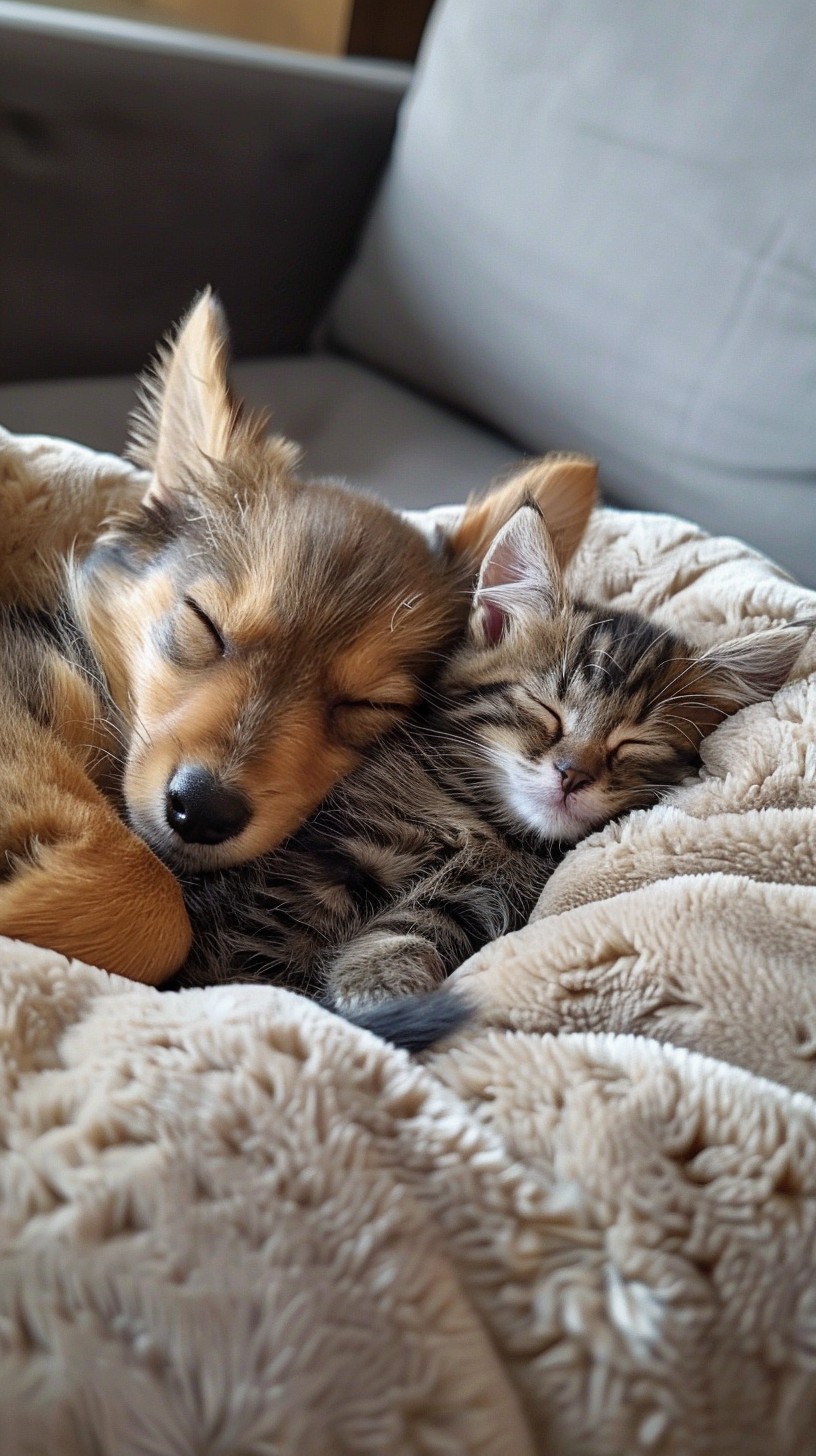 Free Pets Napping Together Image - Dog, Kitten, Sleeping | Download at ...