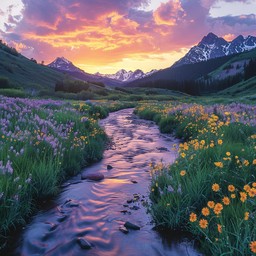 Free Sunset Mountain Stream Image - Sunset, Mountains, Stream ...