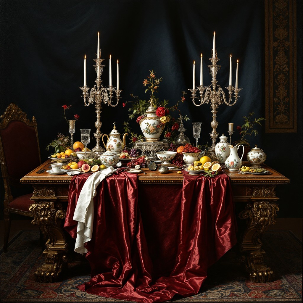 Free Luxurious Still Life Image Baroque Banquet Candelabra free-luxurious-still-life-image-baroque-banquet-candelabra