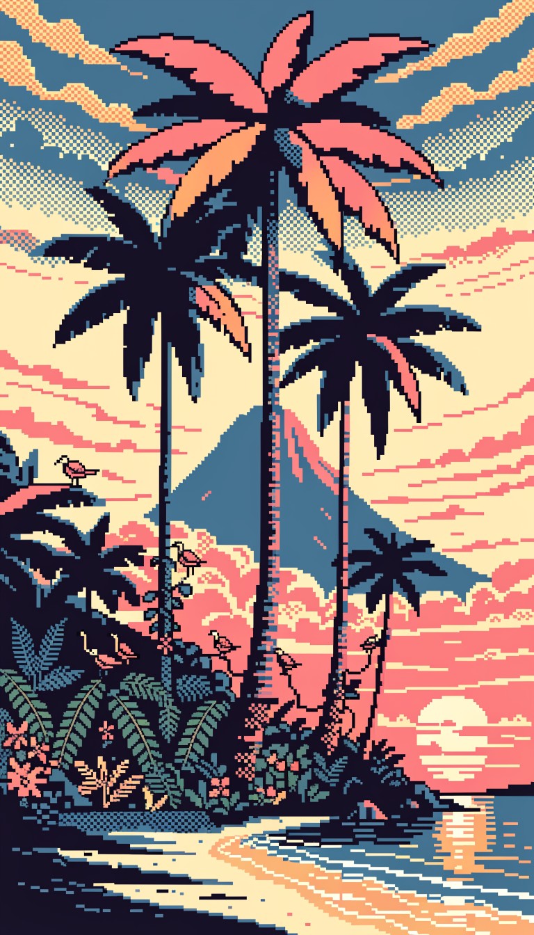 Free Pixel Paradise Sunset Image - Pixel, Retro, Tropical | Download at ...