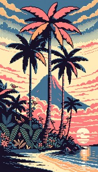 Free Pixel Paradise Sunset Image - Pixel, Tropical, Island | Download ...
