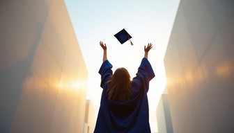 Triumphant Graduate Free Graduate Reaches Skyward Image - Graduation, Achievement ...