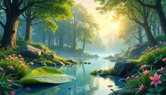 Free Enchanted Forest Stream Image - Forest, Stream, Sunbeams ...