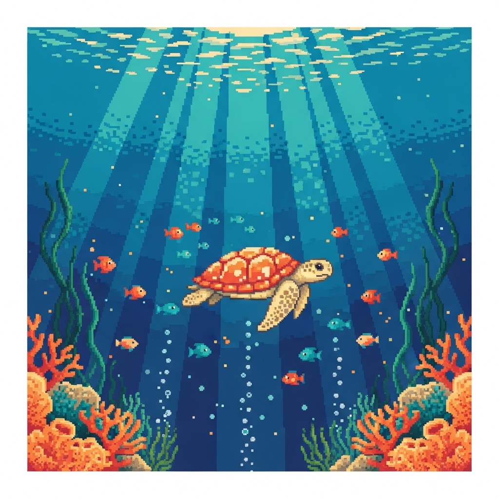 Free Pixel Ocean Paradise Image - Turtle, Ocean, Underwater | Download ...