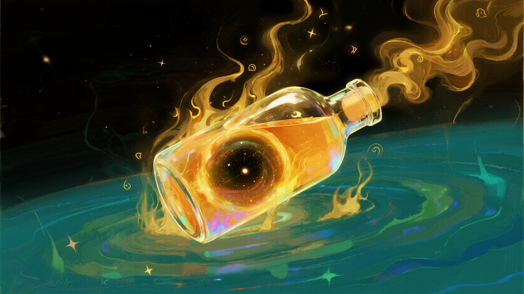 Free Cosmic Bottle Magic Image - Bottle, Magical, Golden | Download at ...