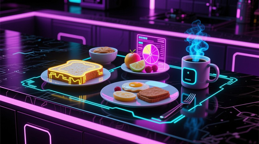 Free Cyberpunk Breakfast Scene Image - Cyberpunk, Breakfast, Futuristic ...