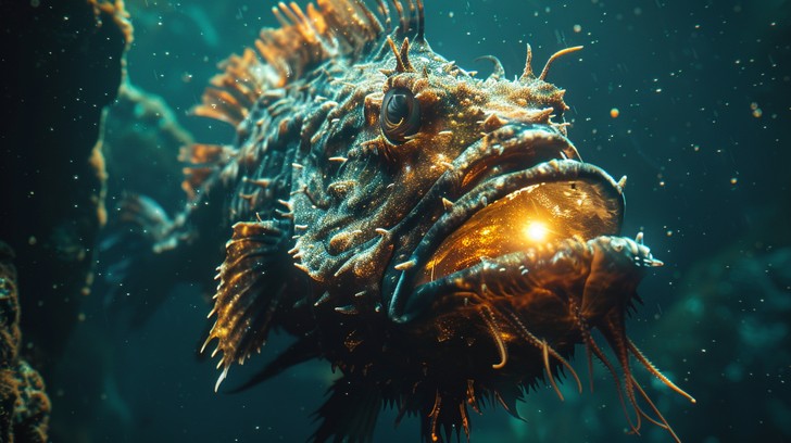 Free Anglerfish in Blue Image - Anglerfish, Ocean, Bioluminescence ...