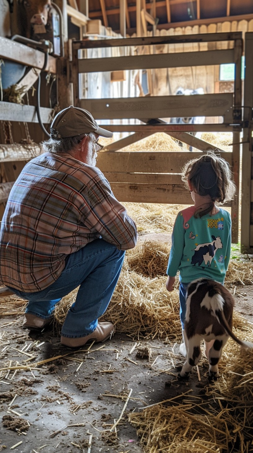 Free Barn bonding moment Image - Barn, Child, Calf | Download at StockCake
