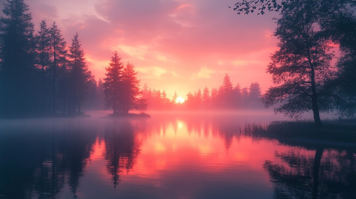 Free Misty Sunrise Reflection Image - Sunrise, Mist, Lake | Download at ...