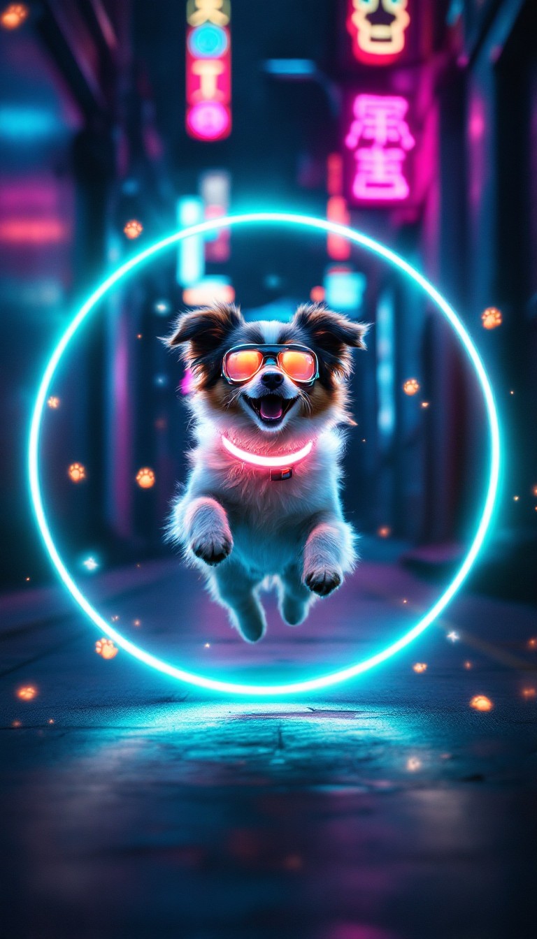 Perro Neon Free Cyberpunk Canine Leaps Image - Cyberpunk, Neon, Dog | Download at ...