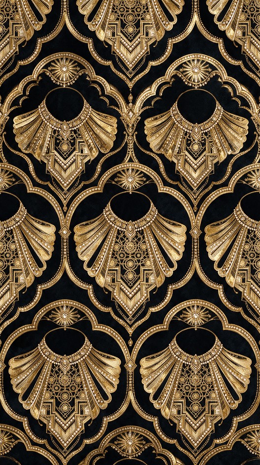 Luxurious Art Deco pattern in rich gold and black showcases ornate ...