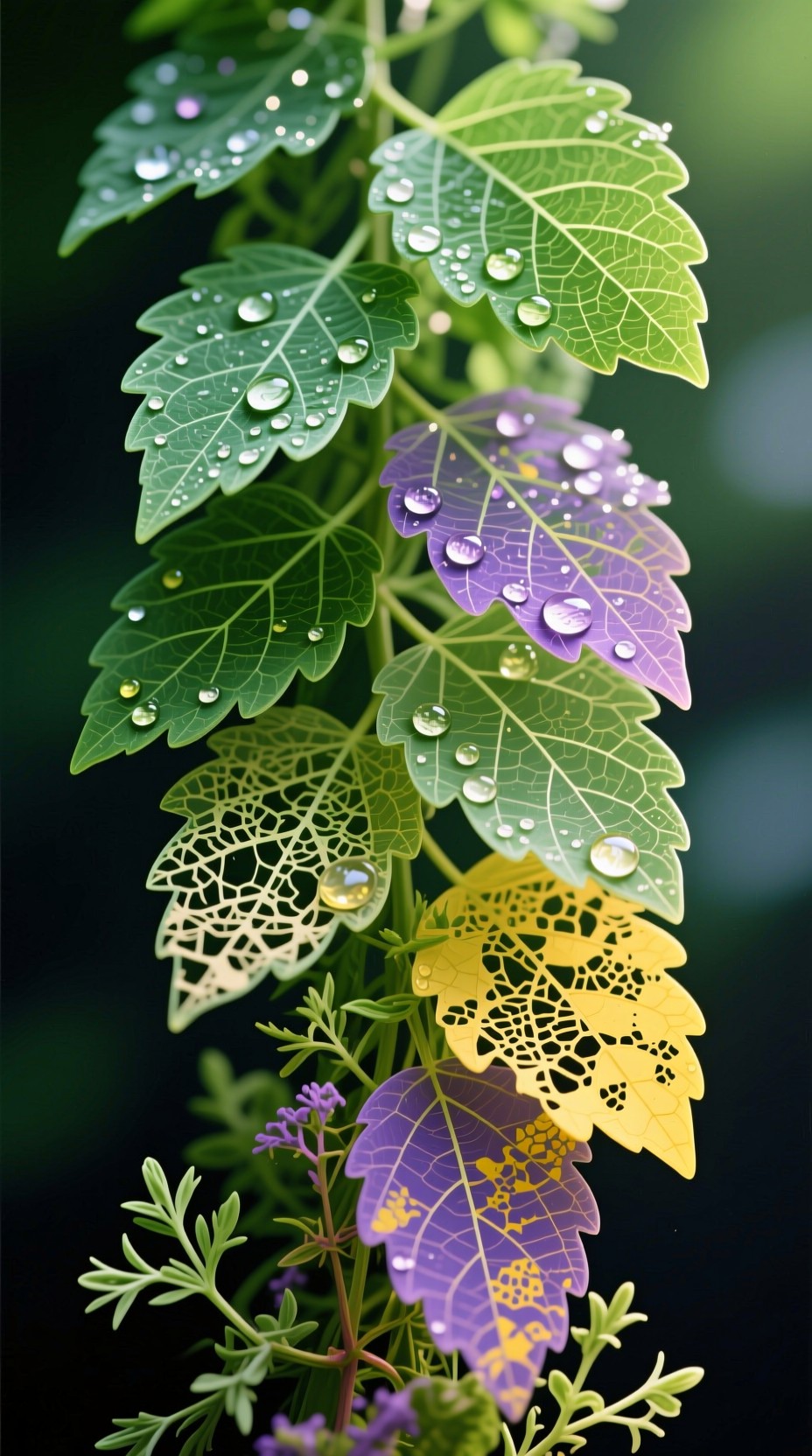 Free Dewy Leaf Cascade Photo - Leaves, Herbs, Dewdrops | Download at ...